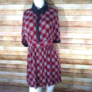 Smash! Plaid silk dress polkadot blue red Large